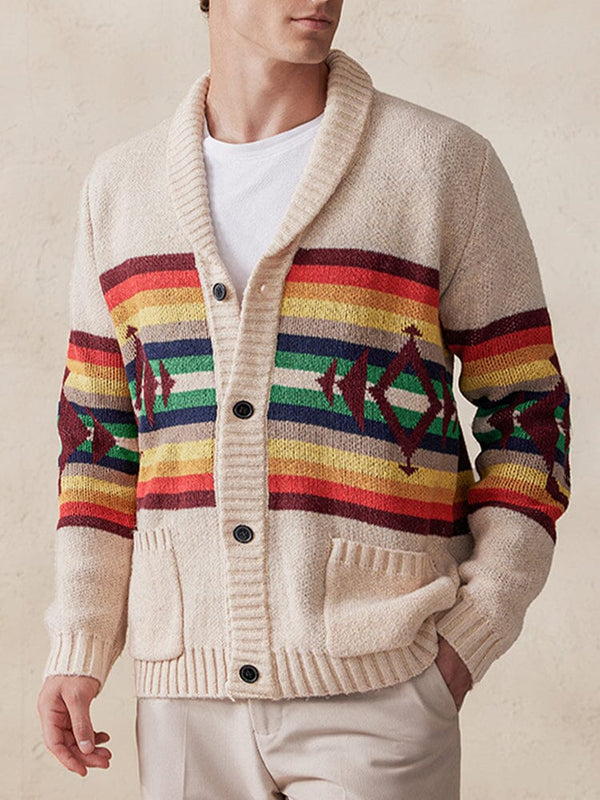 Stylish Colorful Graphic Cardigan Cardigans coofandy PAT2 M