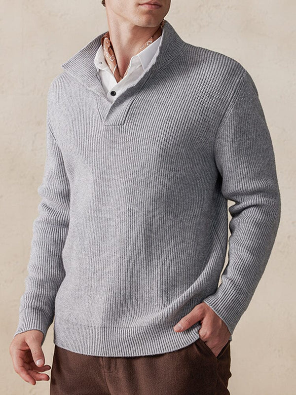 Stylish Solid Color Sweater Sweater coofandy Grey M