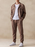 Trendy 2-Piece Suede Set Sets coofandy Camel M