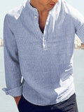 Coofandy Linen Style Stripe Shirts Shirts coofandy Blue S