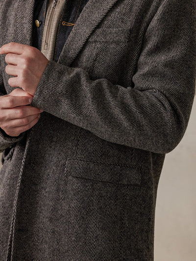 Vintage Herringbone Tweed Coat Coat coofandy 
