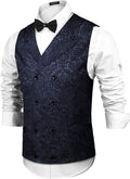 Coofandy Victorian Floral Vest (US Only) Vest coofandy Navy Blue S