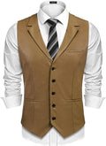 Coofandy Leather Vest (US Only) Vest coofandy Khaki S
