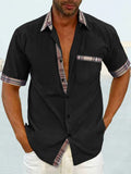 Coofandy Casual Plaid Collar Linen Style Shirt (US Only) Shirts coofandy Black S