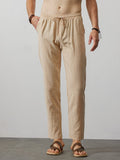 Casual Loose Solid Color Lacing Elastic Waist Pants Pants coofandystore