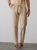 Casual Loose Solid Color Lacing Elastic Waist Pants Pants coofandystore