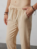 Casual Loose Solid Color Lacing Elastic Waist Pants Pants coofandystore