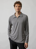 Coofandy Zipper Stripe Long Sleeve Polo Shirt Polos coofandy