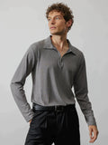 Coofandy Zipper Stripe Long Sleeve Polo Shirt Polos coofandy