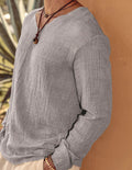 Coofandy Linen Style Simple Long-sleeved Shirt Shirts coofandy