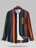 Coofandy Contrast Stripe Linen Long Sleeve Shirt Shirts coofandystore Green M