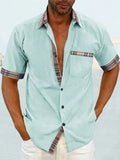 Coofandy Casual Plaid Collar Linen Style Shirt (US Only) Shirts coofandy Light Green S