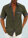 Coofandy Casual Plaid Collar Linen Style Shirt (US Only) Shirts coofandy Army Green S