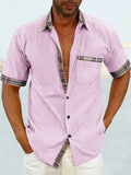 Coofandy Casual Plaid Collar Linen Style Shirt (US Only) Shirts coofandy Pink S