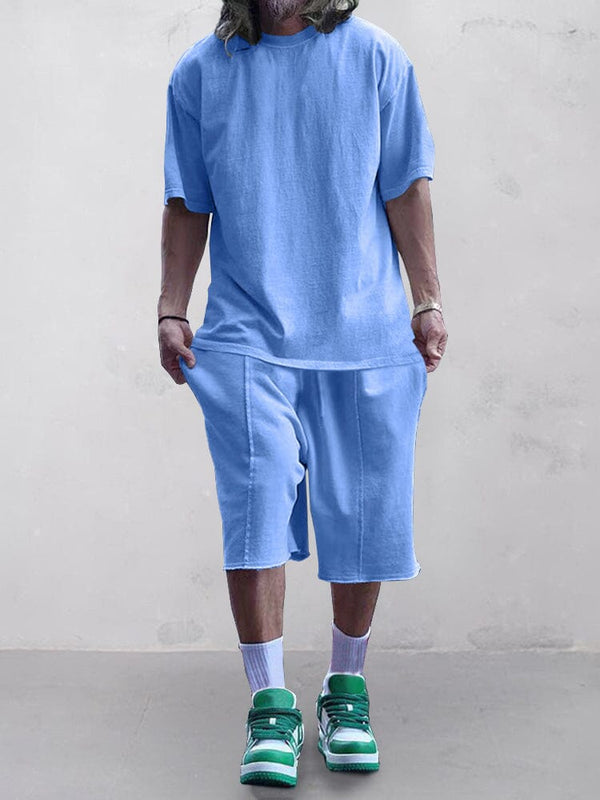 Casual Solid Color Tracksuits Set Sets coofandystore Blue M