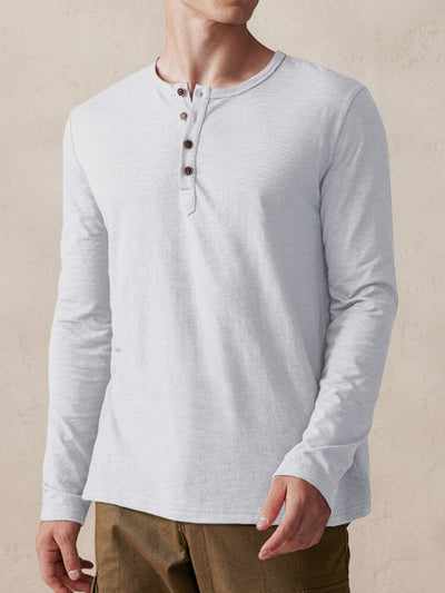 Comfy 100% Cotton Henley Shirt Shirts coofandy White S 