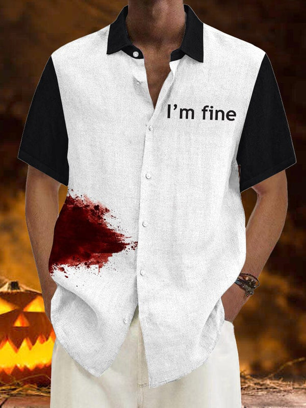 Coofandy Halloween Pattern Short Sleeves Shirt 24 coofandystore White M