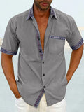 Coofandy Casual Plaid Collar Linen Style Shirt (US Only) Shirts coofandy Grey S