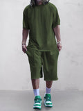 Casual Solid Color Tracksuits Set Sets coofandystore Army Green M