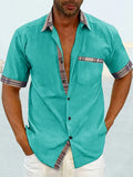 Coofandy Casual Plaid Collar Linen Style Shirt (US Only) Shirts coofandy Celadon Green S