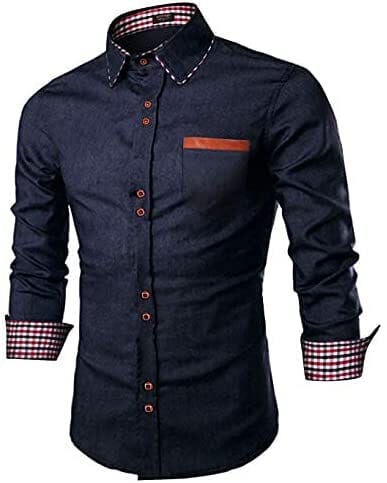 Casual Long Sleeve Button Denim Shirt (US Only) Shirts COOFANDY Store Ultramarine Blue S