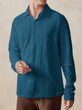 Casual Comfy Textured Shirt Shirts coofandystore Peacock Blue M