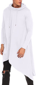 Casual Asymmetrie Hem Pullover Hooded Poncho Sweatshirt (US Only) Hoodies COOFANDY Store White S