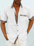 Coofandy Casual Plaid Collar Linen Style Shirt (US Only) Shirts coofandy White S