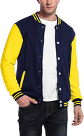 Fashion Varsity Cotton Bomber Jackets (US Only) Jackets COOFANDY Store Navy/Yellow S