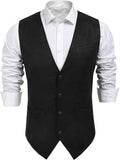 Solid Suede Leather Suit Vest (US Only) Vest COOFANDY Store Black S