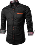 Casual Button Down Denim Shirt with Pocket (US Only) Shirts COOFANDY Store Black S