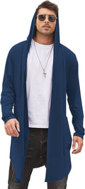 Long Hooded Shawl Collar Overcoat with Pockets (US Only) Sweaters Coofandy&