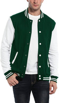 Fashion Varsity Cotton Bomber Jackets (US Only) Jackets COOFANDY Store Green S