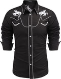 Embroidered Cowboy Button Down Shirt (US Only) Shirts COOFANDY Store Horse Black S