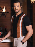 Vintage Stripe Short Sleeve Knitted Polo Shirt (US Only) Polos COOFANDY Store