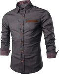 Casual Long Sleeve Button Denim Shirt (US Only) Shirts COOFANDY Store Grey S