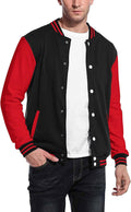 Fashion Varsity Cotton Bomber Jackets (US Only) Jackets COOFANDY Store Black/Red S