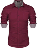 Fashion Business Cotton Dress Shirt (US Only) Shirts COOFANDY Store Wine Red S
