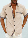 Coofandy Casual Plaid Collar Linen Style Shirt (US Only) Shirts coofandy Khaki S