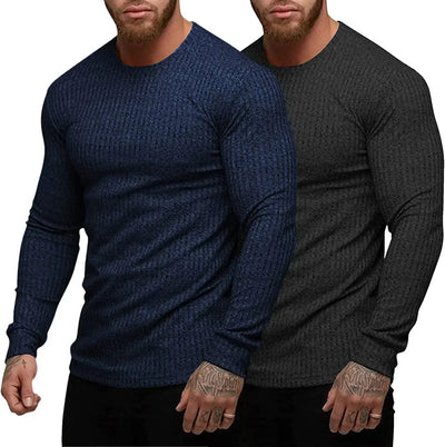 2-Pack Stretch Gym Bodybuilding T-Shirt (US Only) T-Shirt COOFANDY Store Black/Navy Blue S 