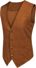 Solid Suede Leather Suit Vest (US Only) Vest COOFANDY Store