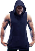 Workout Bodybuilding Muscle Sleeveless Hooded Tank Top (US Only) Tank Tops COOFANDY Store Navy Blue S