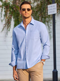 Classic Solid Long Sleeve Button Shirt with Chest Pocket (US Only) Shirts coofandy