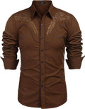 Embroidered Cowboy Button Down Shirt (US Only) Shirts COOFANDY Store Coffee S