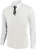 Casual Sleeveless Knitted Button Cardigan Vest (US Only) Vest COOFANDY Store White S