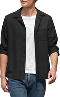 Casual Button Down Long Sleeve Shirt (US Only) Shirts COOFANDY Store Black S