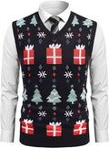 Solid V-Neck Sleeveless Knitted Vest (US Only) Vest COOFANDY Store Pat2 M