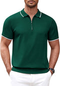 Classic Zipper Short Sleeve Polo Shirt (US Only) Polos COOFANDY Store Green S