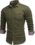 Casual Long Sleeve Button Denim Shirt (US Only) Shirts COOFANDY Store Army Green S