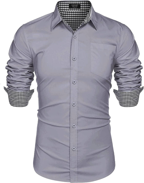 Fashion Business Cotton Dress Shirt (US Only) Shirts COOFANDY Store Gray S